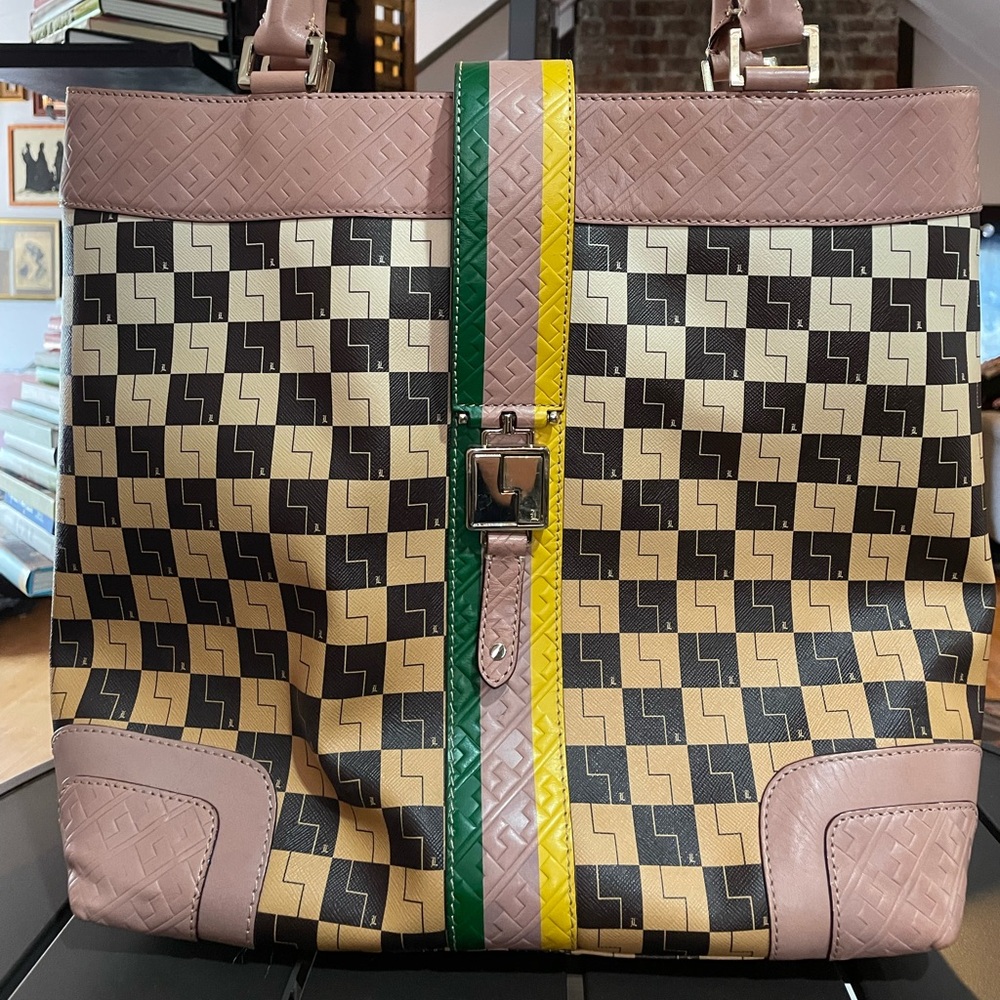 L.A.M.B Checkered Handbag with Pink Accents
